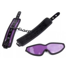 Фиолетовый БДСМ набор из маски и наручников