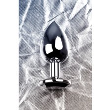Анальная втулка Metal by TOYFA с чёрным кристаллом