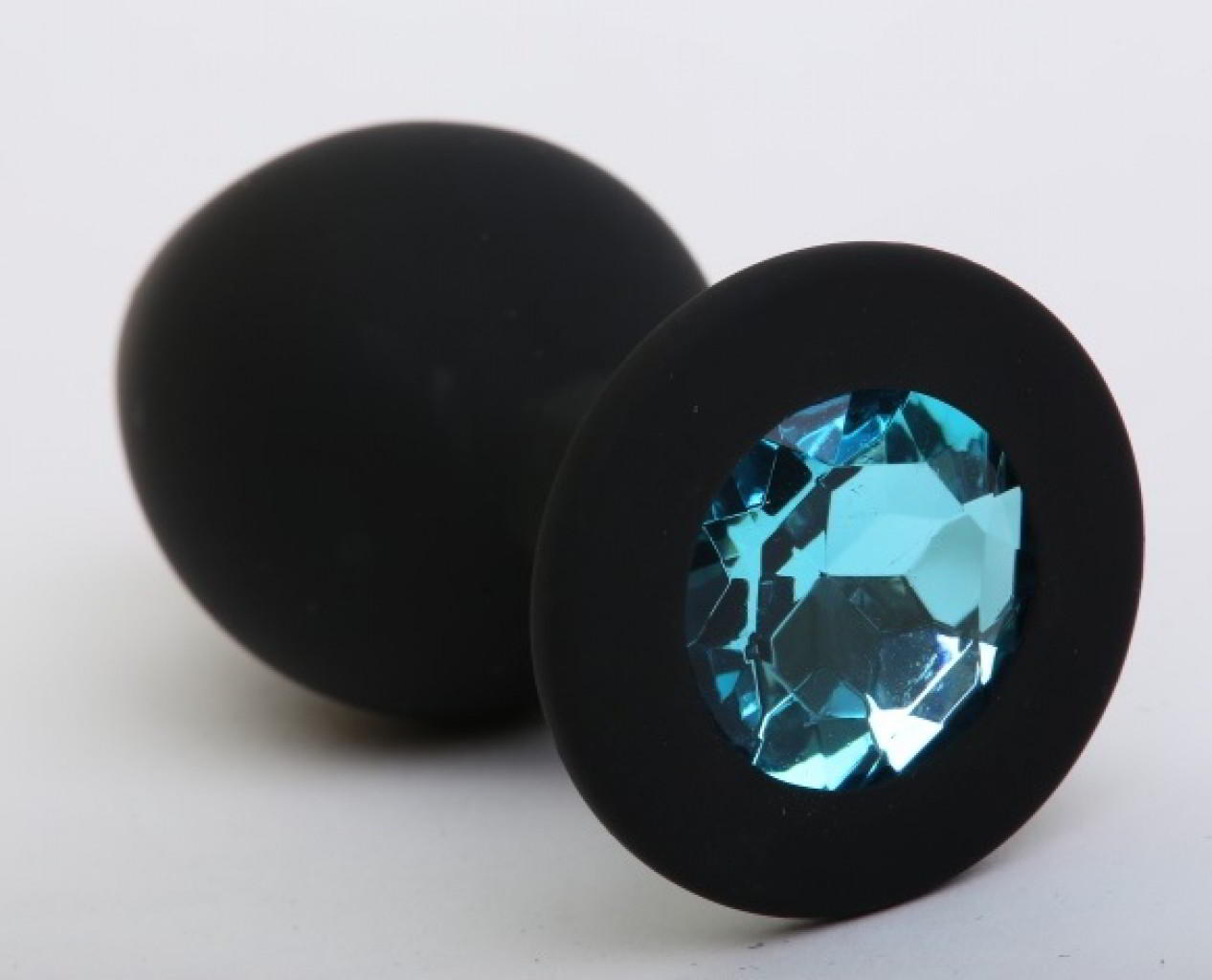Черная силиконовая пробка с голубым кристаллом L