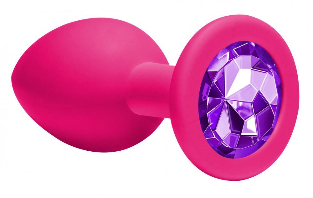 Анальная пробка Emotions Cutie Medium Pink dark purple crystal