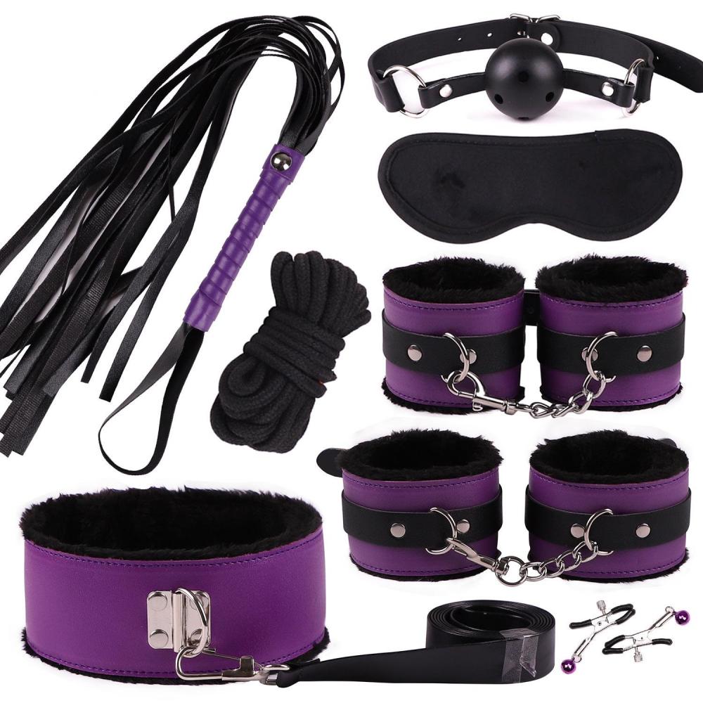 БДСМ набор CLASSIC SET черно-фиолетовый 8 предметов 