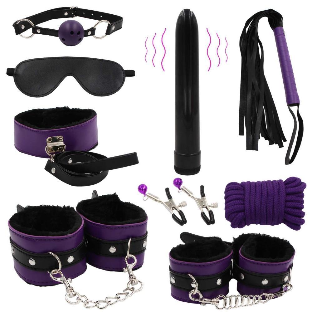 БДСМ набор CLASSIC SET черно-фиолетовый 9 предметов