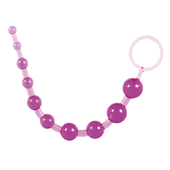 Анальные шарики на жесткой связке, 30 см фиолетовый