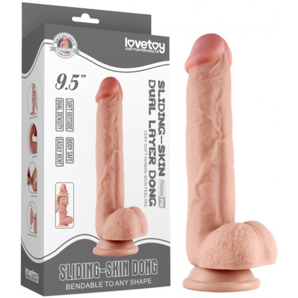 Купить Гнущийся фаллоимитатор с эффектом двойной кожи Lovetoy Sliding-Skin  Dual Layer Dong 24 см в Минске, низкие цены | Секс шоп sex-shop24.by