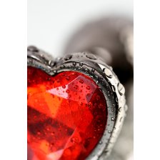 Анальная втулка Metal by TOYFA, сердце с красным кристаллом