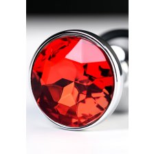 Анальная втулка Metal by TOYFA, с красным кристаллом, 7,1 см