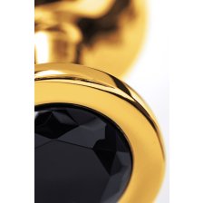 Анальная втулка Metal by TOYFA золотая с черным кристаллом, 10 см