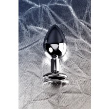 Анальная втулка Metal by TOYFA, с чёрным кристаллом, 8,1 см