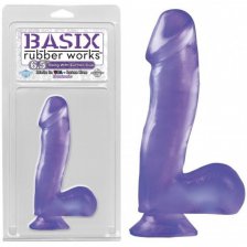 Фаллоимитатор с мошонкой на присоске Basix Rubber Works 6.5"purple