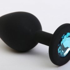 Черная силиконовая пробка с голубым кристаллом S