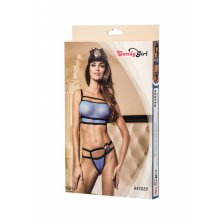 Костюм полицейской Candy Girl (топ, стринги, головной убор, 2 значка) чёрно-синий-OS