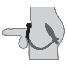 Анальная пробка с двойной вибрацией и кольцом на пенис Ass-Kicker