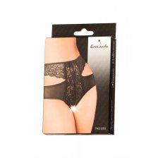 Эротические трусики Erolanta Lingerie Collection с высокой посадкой, с ажурными вырезами черные (46-48)