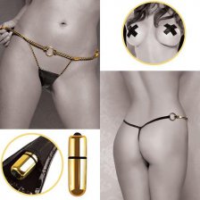 Вибротрусики FF Gold Vibrating Micro G-String Set