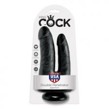 Двойной фаллоимитатор с присоской King Cock Double Penetrator Black