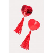 Пэстис Erolanta Lingerie Collection в форме сердец с кисточками однотонные красные