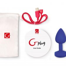 Маленькая дизайнерская анальная пробка с вибрацией Gvibe Gplug 8 см (ex. Fun Toys) ярко-синяя