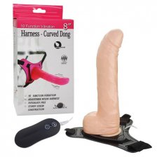 Страпон 10 функций вибрации Harness Curved Dong