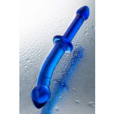 Двусторонний фаллоимитатор Sexus Glass, стекло, синий, 25 см