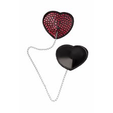 Пэстис Erolanta Lingerie Collection в форме сердец со стразами и цепочкой черно-красные