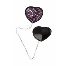 Пэстис Erolanta Lingerie Collection в форме сердец со стразами и цепочкой черно-розовые