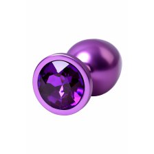 Анальный страз Metal by TOYFA, металл, фиолетовый, с кристалом цвета аметист 8,2 см, Ø3,4 см, 85 г.