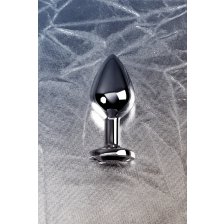 Анальный страз Metal by TOYFA, металл, серебристый, с кристаллом цвета турмалин, 8 см, Ø 3,4 см, 85 г