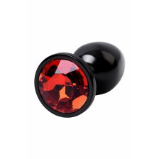 Анальный страз, TOYFA Metal, черный, с кристаллом цвета рубин, 7,2 см