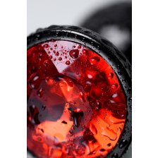 Анальный страз, TOYFA Metal, черный, с кристаллом цвета рубин, 7,2 см
