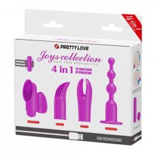 Набор насадок с перезаряжаемым вибростимулятором Joy Collection 4 in 1