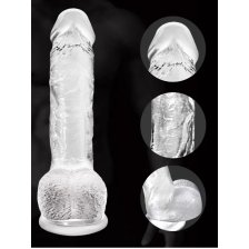 Фаллоимитатор на присоске, прозрачный, 18 см, d-3.5 см, 414099