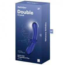 Прозрачный фаллос из стекла Satisfyer Double Crystal синий