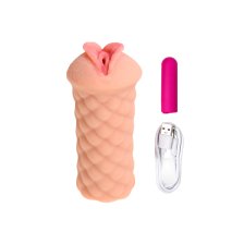 Мастурбатор реалистичный KOKOS ELEGANCE.002 с вибрацией, TPR, телесный, 16 см